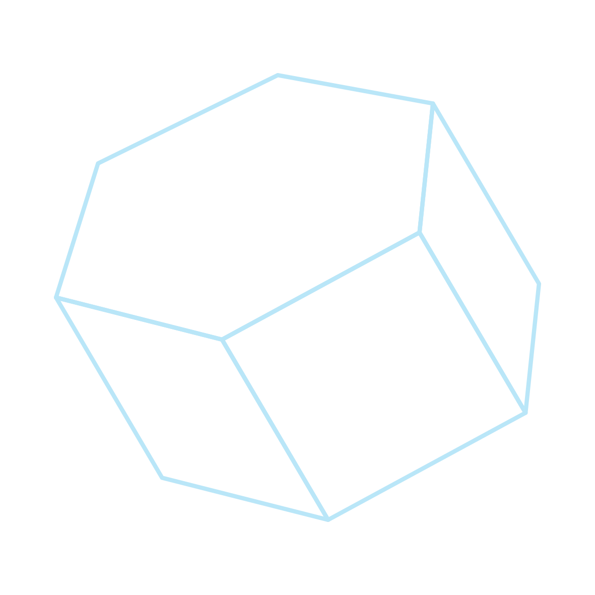Figura hexagonal tridimensional a la mitad